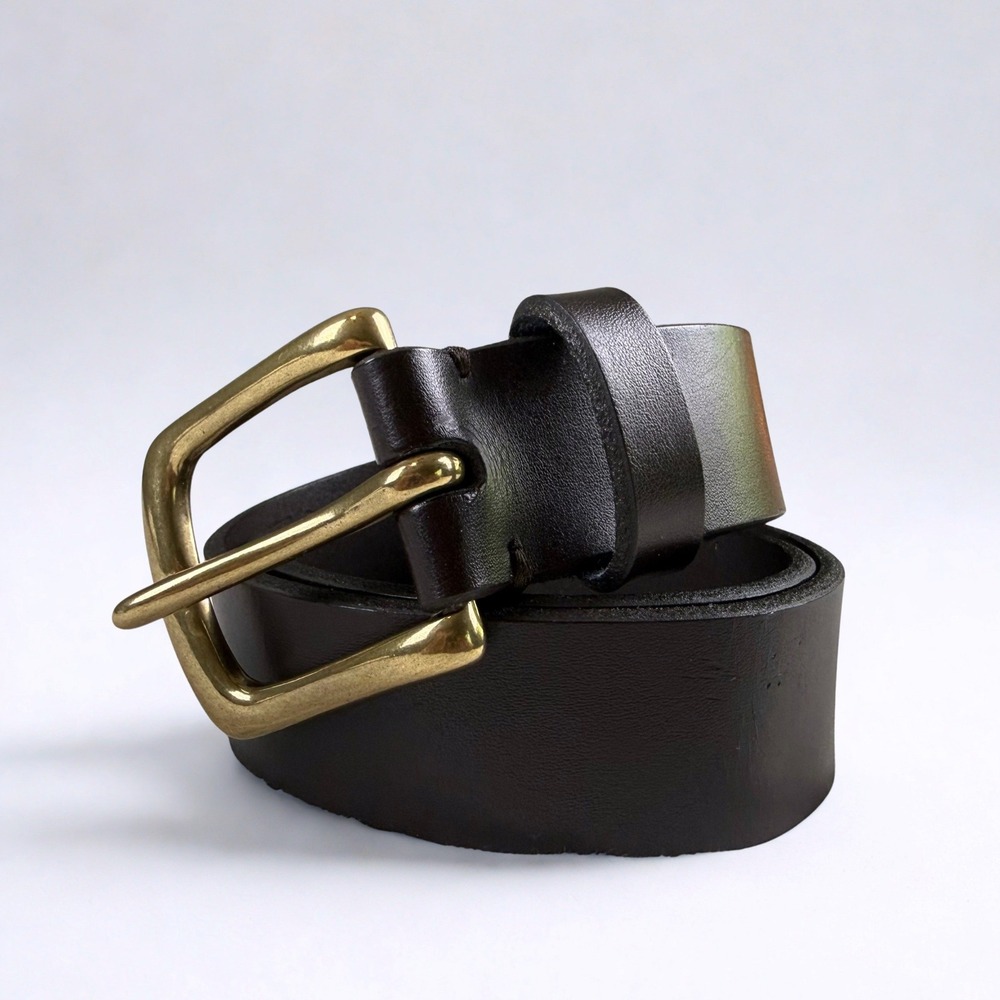 Gap Belt Mens Small Brown Genuine Cow Leather Made in USA Brass Buckle Classic